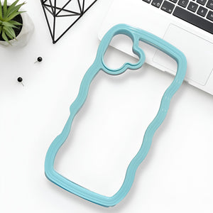 Light Blue Zig Zag Frame  Silicon Case for Apple Iphone 16 Plus