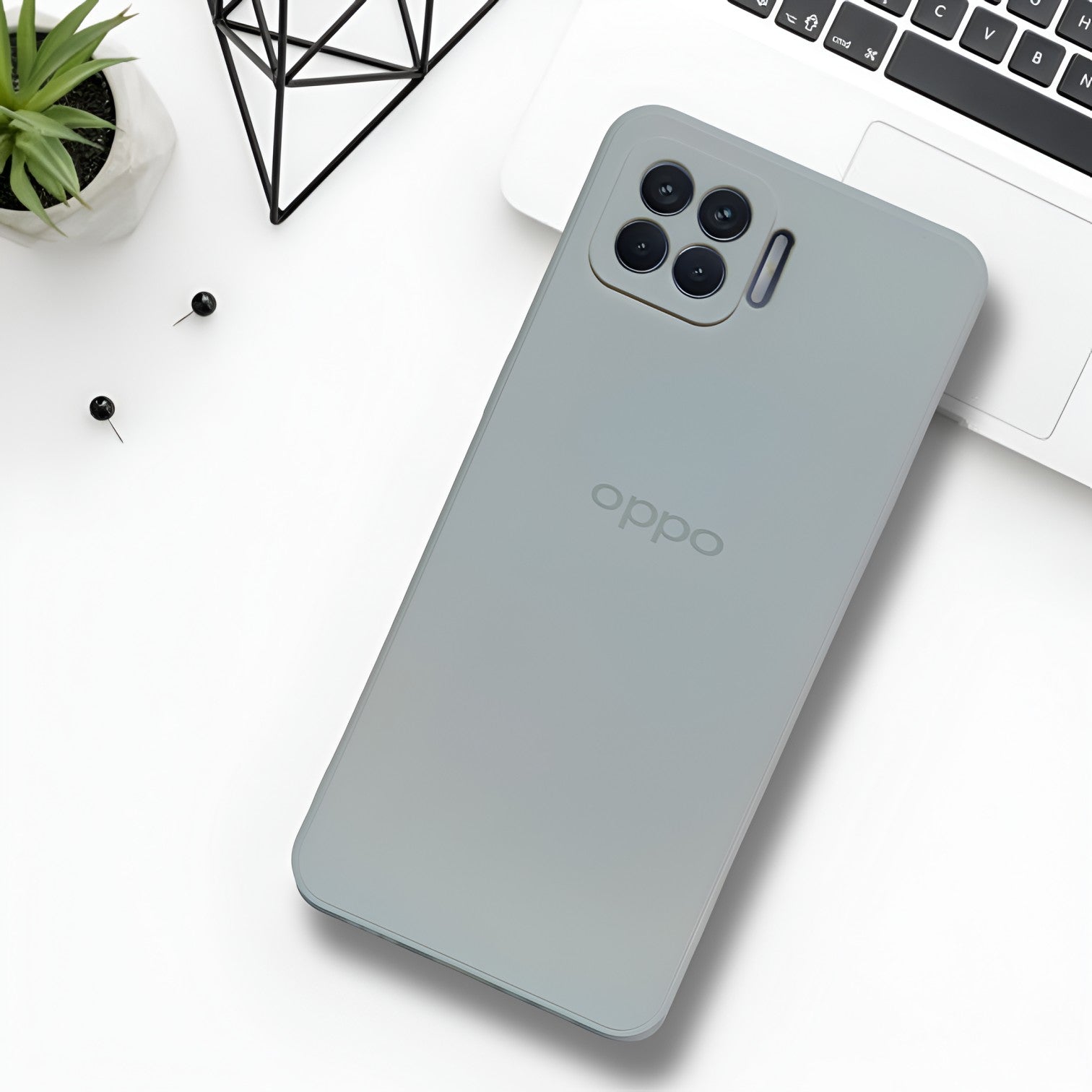 Light Grey Camera Original Silicone case for Oppo F17 Pro