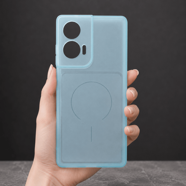 Light Blue Amber Silicone Case for Motorola Edge 50 Fusion - The Hatke