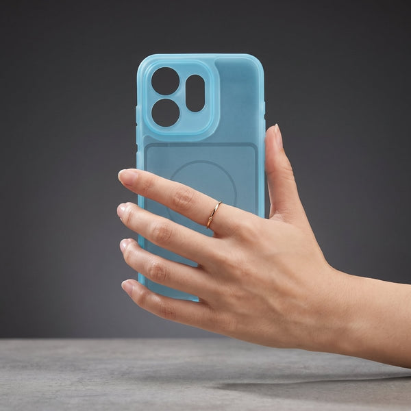 Light Blue Amber Silicone Case for Oppo Reno 16 - The Hatke