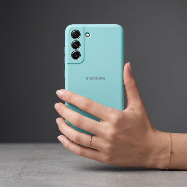 Light Blue Camera Original Silicone case for Samsung S21 FE - The Hatke