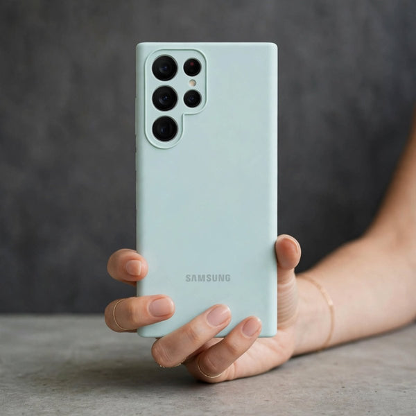 Light Blue Camera Original Silicone case for Samsung S22 Ultra - The Hatke