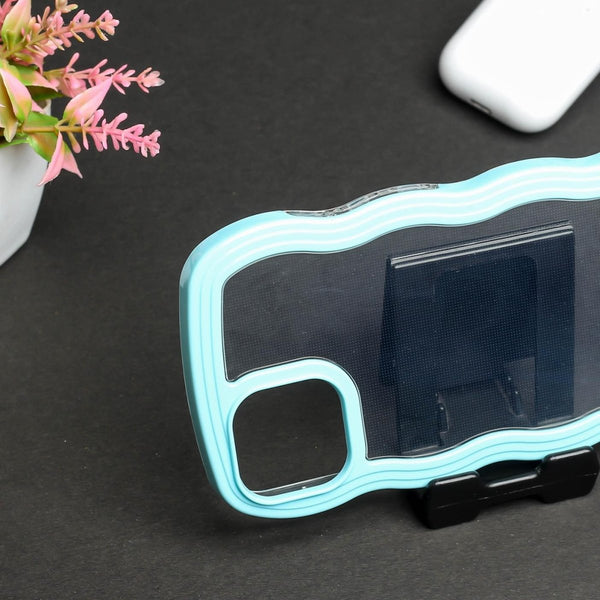 Light Blue Zig Zag Frame Silicon Case for Apple Iphone 13 - The Hatke