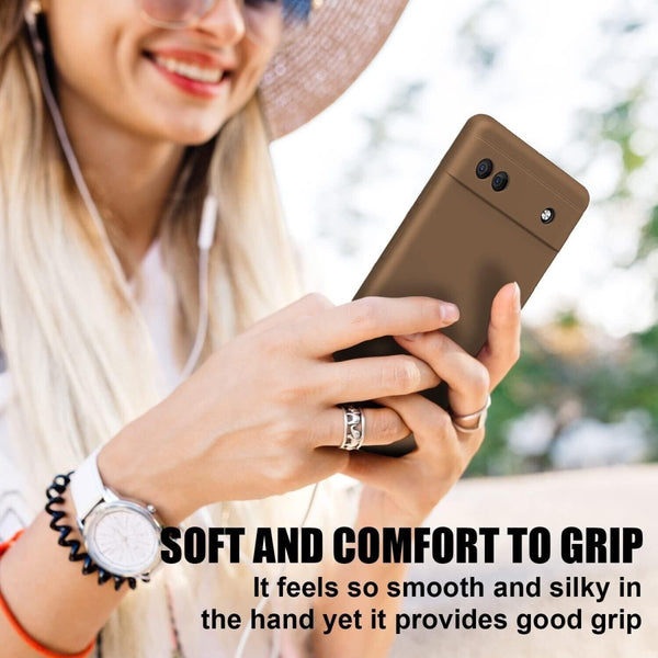 Light Brown Camera Original Silicone case for Google Pixel 7A - The Hatke