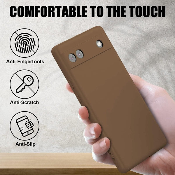 Light Brown Camera Original Silicone case for Google Pixel 7A - The Hatke