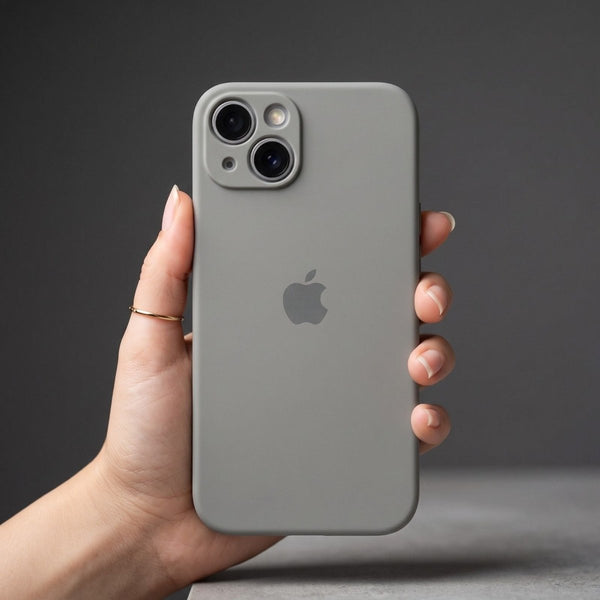 Light Brown Original Camera Safe Silicone case for Apple iphone 15 Plus - The Hatke