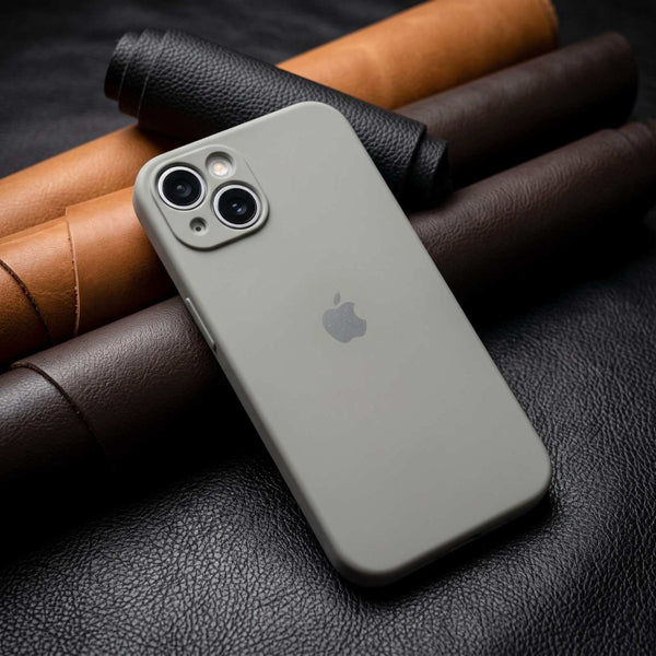 Light Brown Original Camera Safe Silicone case for Apple iphone 15 Plus - The Hatke
