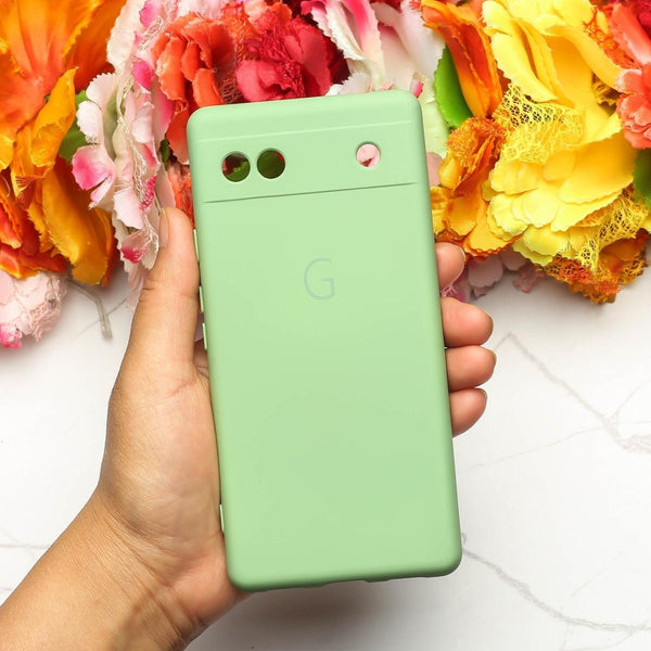 Light Green Camera Original Silicone case for Google Pixel 6A - The Hatke