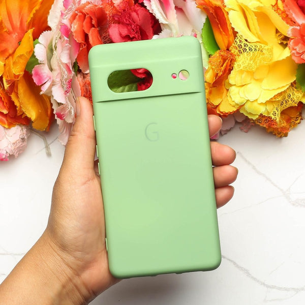 Light Green Camera Original Silicone case for Google Pixel 7 - The Hatke