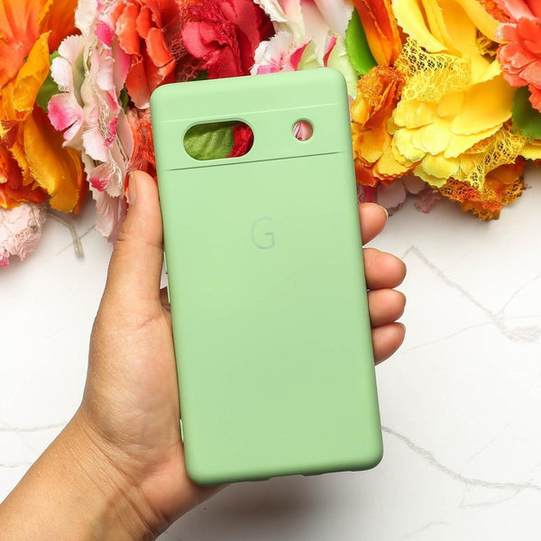 Light Green Camera Original Silicone case for Google Pixel 7A - The Hatke