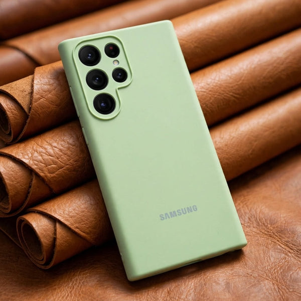 Light Green Camera Original Silicone case for Samsung S22 Ultra - The Hatke
