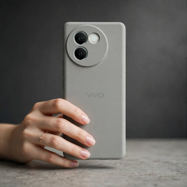 Light Grey Camera Original Silicone case for Vivo V30e - The Hatke