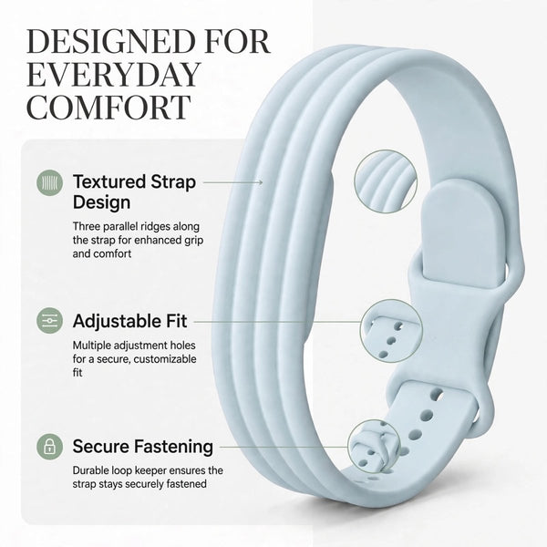 Light Grey Lining Silicone Strap For Google Fitbit Air - The Hatke