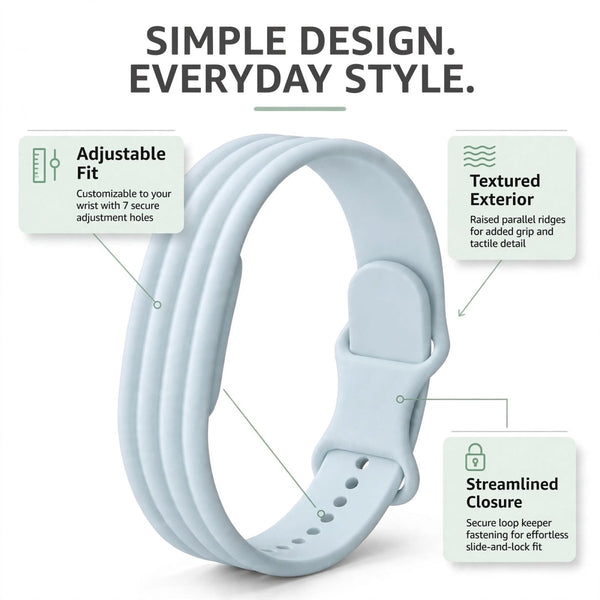 Light Grey Lining Silicone Strap For Google Fitbit Air - The Hatke