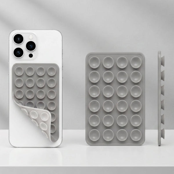 Light Grey Sticky Phone Stand Silicone Suction Phone Case Mount For Mobile - The Hatke