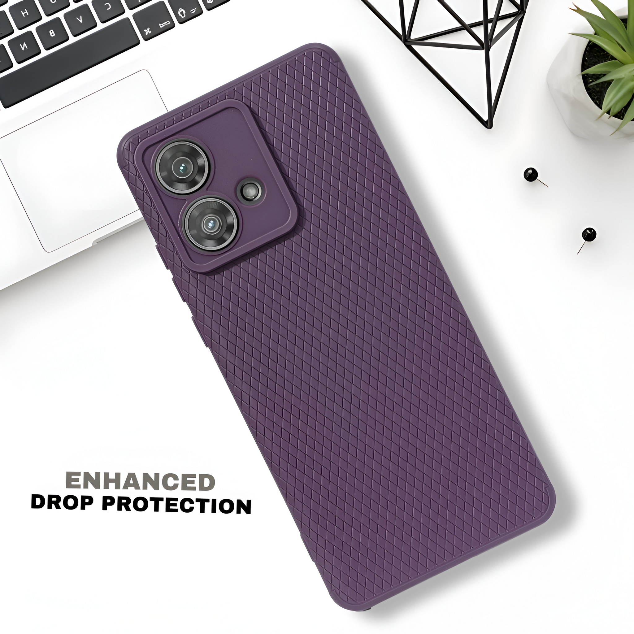 Deep Purple Line Wave Silicone Case for Motorola Edge 40 Neo
