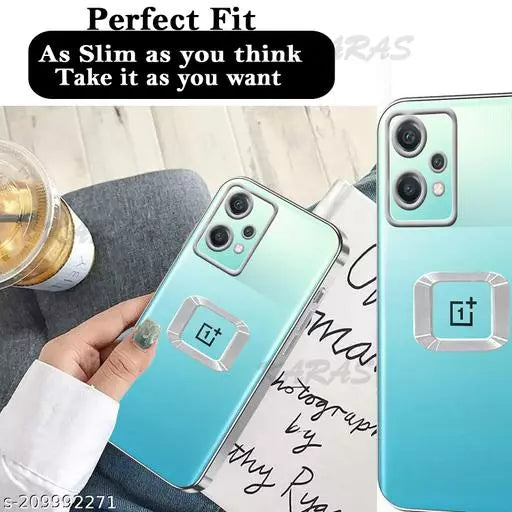 Silver 6D Chrome Logo Cut Transparent Case for Oneplus Nord CE 2 Lite