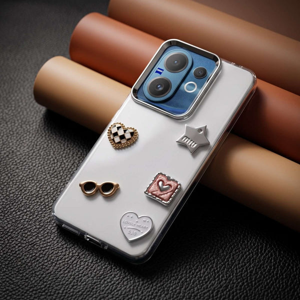 Lovely Heart (520) Silicone Hard Case for Vivo V60e - The Hatke