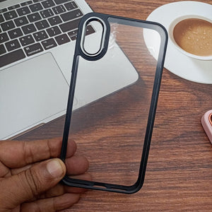 Black Metal Safe Transparent Case for Apple iphone XR