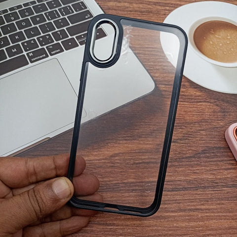 Black Metal Safe Transparent Case for Apple iphone XR