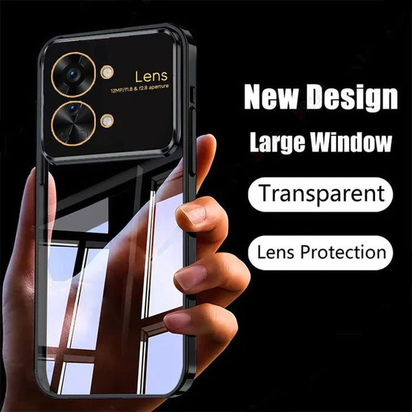 Luxury Plating Black Camera Protection Transparent Case for Oneplus Nord 3 - The Hatke
