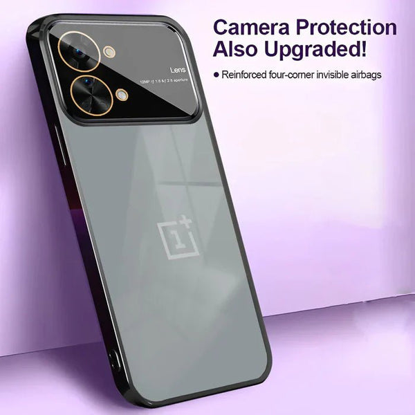 Luxury Plating Black Camera Protection Transparent Case for Oneplus Nord 3 - The Hatke