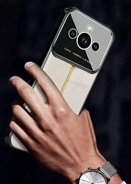 Luxury Plating Black Camera Protection Transparent Case for Realme 11 pro - The Hatke