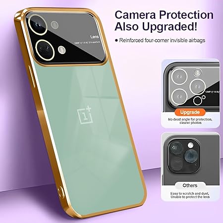Luxury Plating Gold Camera Protection Transparent Case for Oneplus Nord 3 - The Hatke