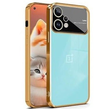 Luxury Plating Gold Camera Protection Transparent Case for Oneplus Nord CE 2 Lite - The Hatke