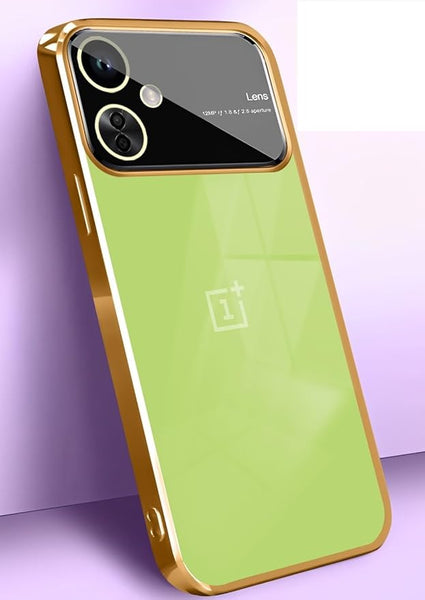 Luxury Plating Gold Camera Protection Transparent Case for Oneplus Nord CE 3 Lite - The Hatke