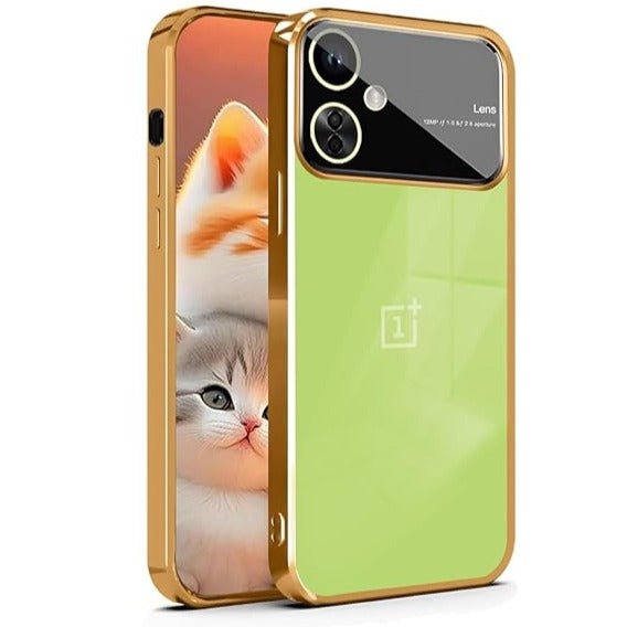 Luxury Plating Gold Camera Protection Transparent Case for Oneplus Nord CE 3 Lite - The Hatke
