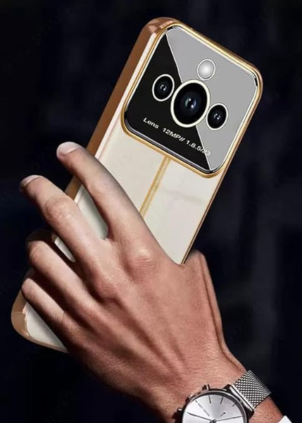 Luxury Plating Gold Camera Protection Transparent Case for Realme 11 pro - The Hatke
