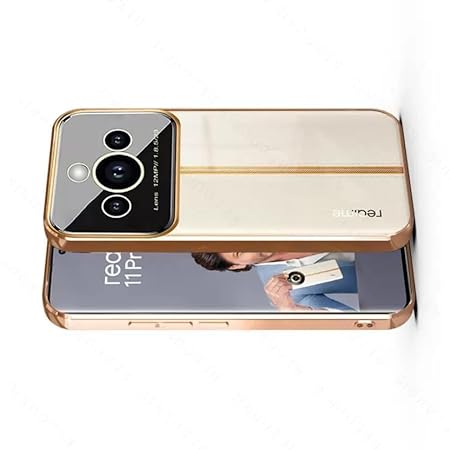 Luxury Plating Gold Camera Protection Transparent Case for Realme 11 pro - The Hatke