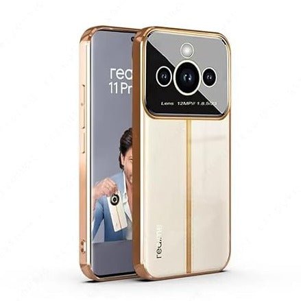 Luxury Plating Gold Camera Protection Transparent Case for Realme 11 pro plus - The Hatke