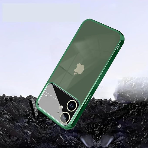 Luxury Plating Green Camera Protection Transparent Case for Apple iphone 12 - The Hatke