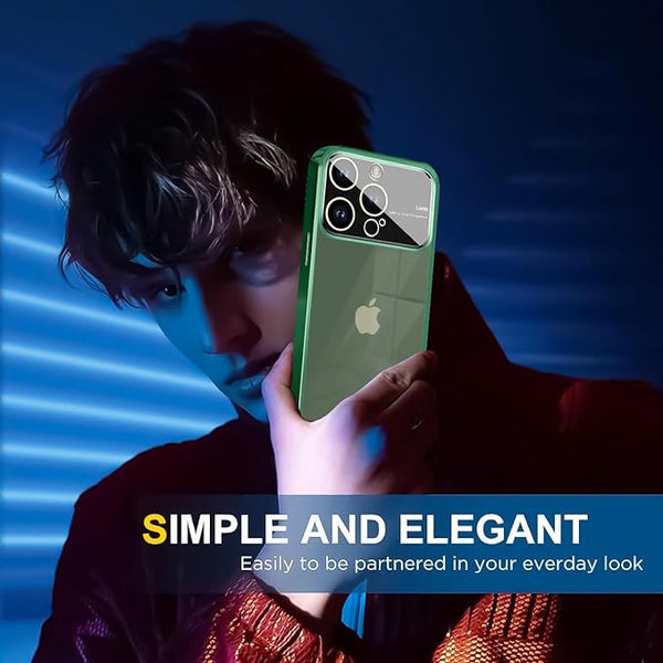 Luxury Plating Green Camera Protection Transparent Case for Apple iphone 13 Pro Max - The Hatke