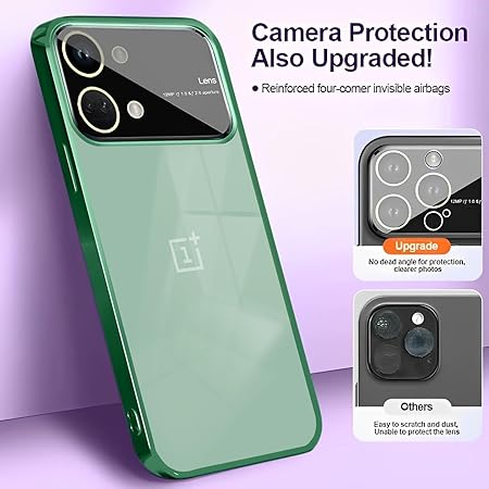 Luxury Plating Green Camera Protection Transparent Case for Oneplus Nord 3 - The Hatke