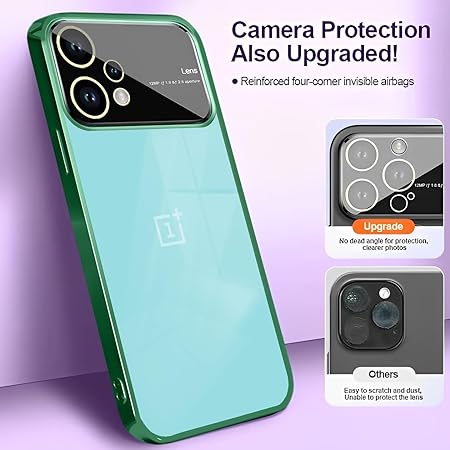 Luxury Plating Green Camera Protection Transparent Case for Oneplus Nord CE 2 Lite - The Hatke