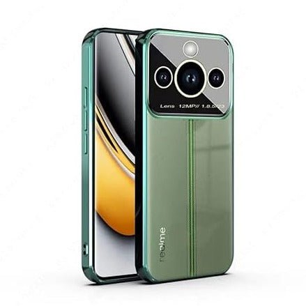 Luxury Plating Green Camera Protection Transparent Case for Realme 11 pro - The Hatke