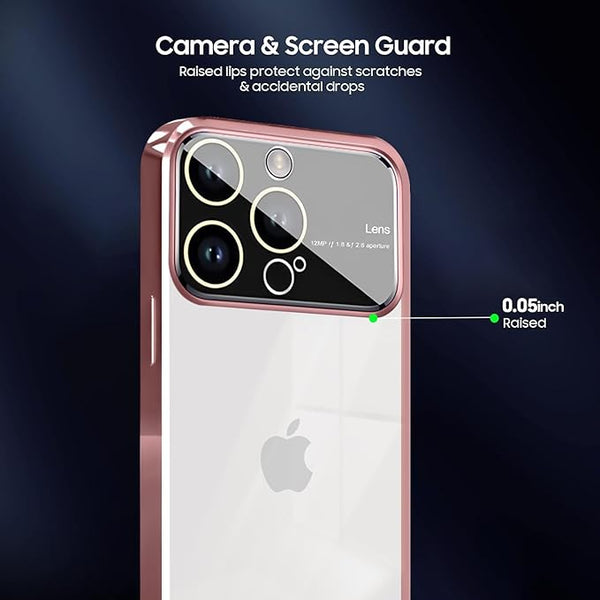 Luxury Plating Pink Camera Protection Transparent Case for Apple iphone 14 Pro Max - The Hatke