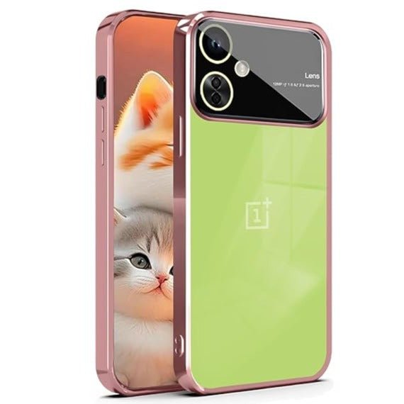 Luxury Plating Pink Camera Protection Transparent Case for Oneplus Nord CE 3 Lite - The Hatke