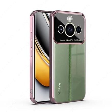 Luxury Plating Pink Camera Protection Transparent Case for Realme 11 pro plus - The Hatke