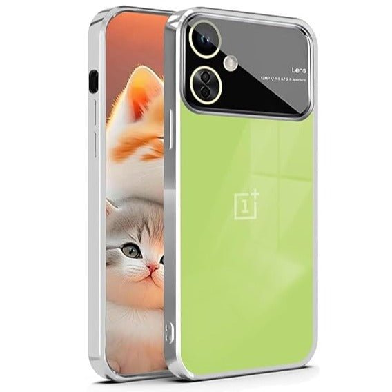 Luxury Plating SIlver Camera Protection Transparent Case for Oneplus Nord CE 3 Lite - The Hatke