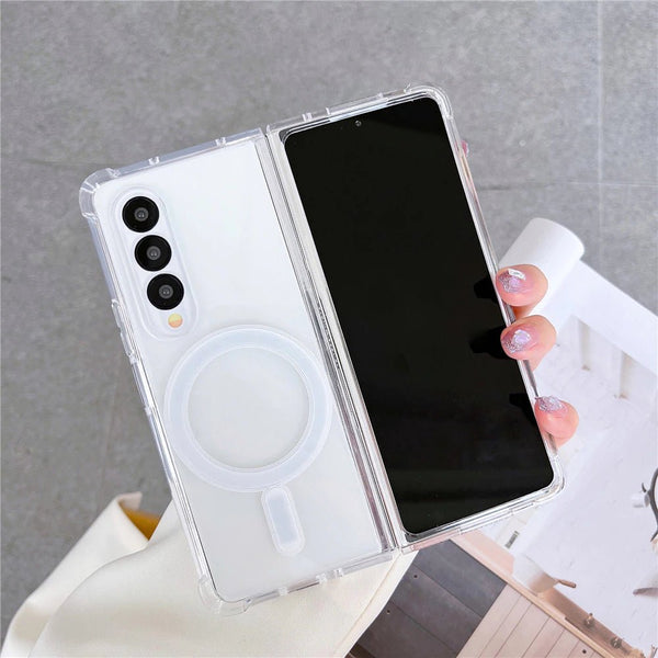 MagSafe Clear Transparent Silicone case for Samsung Z Fold 3 5G - The Hatke