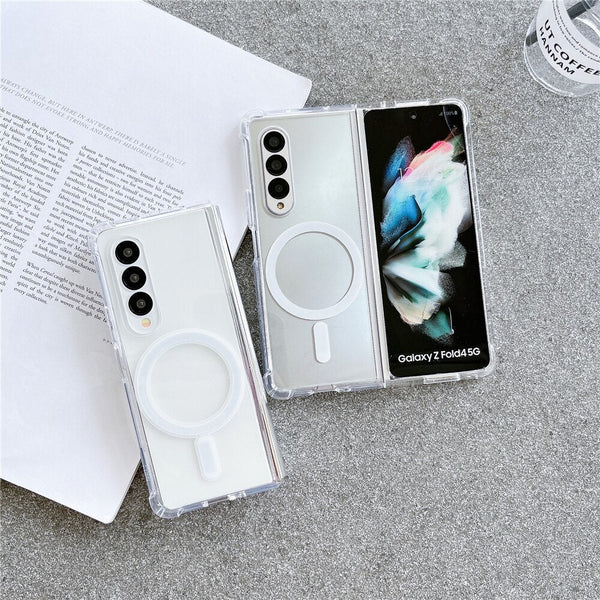 MagSafe Clear Transparent Silicone case for Samsung Z Fold 4 5G - The Hatke