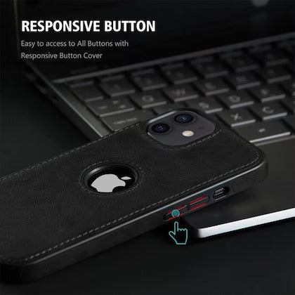 Puloka Black Logo cut Leather silicone case for Apple iPhone 12 Mini