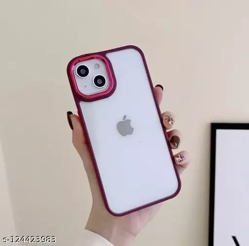 Mehroon Metal Safe Transparent Case for Apple iphone 13 - The Hatke