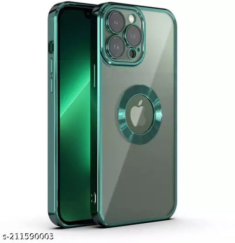 Green 6D Chrome Logo Cut Transparent Case for Apple iphone 12 Pro