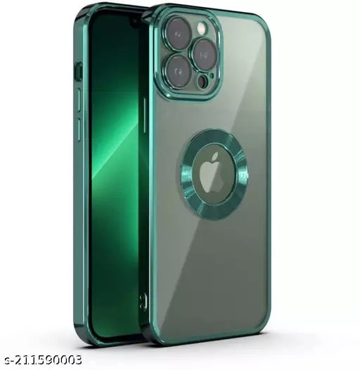 Green 6D Chrome Logo Cut Transparent Case for Apple iphone 14 Pro Max