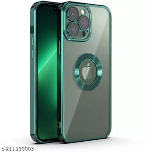 Green 6D Chrome Logo Cut Transparent Case for Apple iphone 13 Pro Max